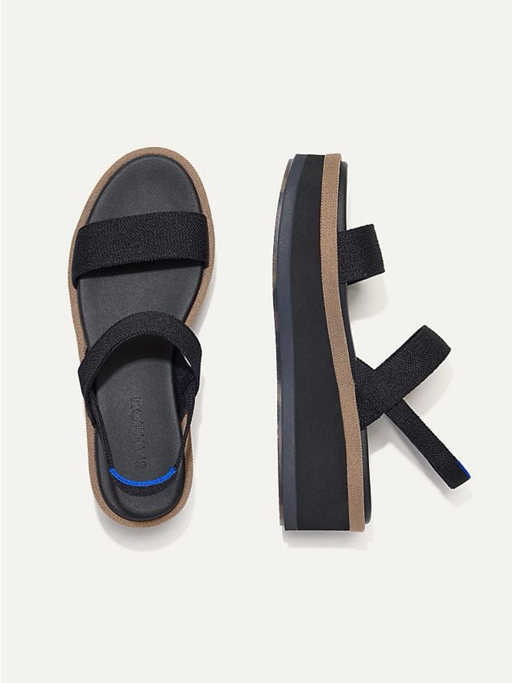 New Rothy's The Lightweight Wedge Sandals in Black Size 7